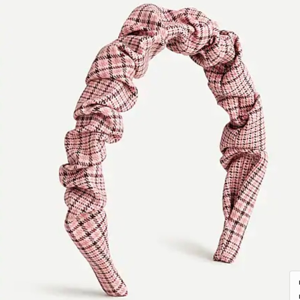 J. Crew Scrunchie Headband In Pink Plaid
